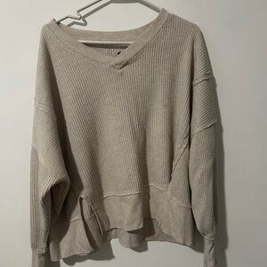 SO Women's V-Neck Sweater in Light Beige